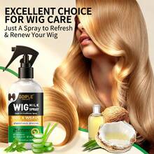 Goiple Wig Milk Leave-In Conditioner Spray Kit, 2 In 1 Wig Detangler & Moisturizer Infused With Tea Tree, Coconut & Aloe Extracts, For Human, Synthetic Hair Weave,Deep Moisturize Revive Locks,Tame Tangles,For Wig Care Enthusiasts Daily Styling & Maintenance - 8.45fl.oz護髮素+梳子 - 查看 3