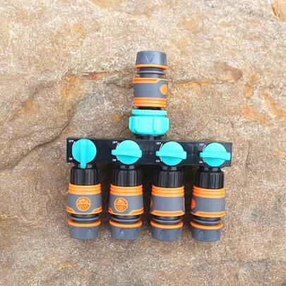 1set 1/2inch Garden Hose Splitter Home Irrigation Water Distributor Include 1pc Hose Splitter And 5pcs Flow Connector
