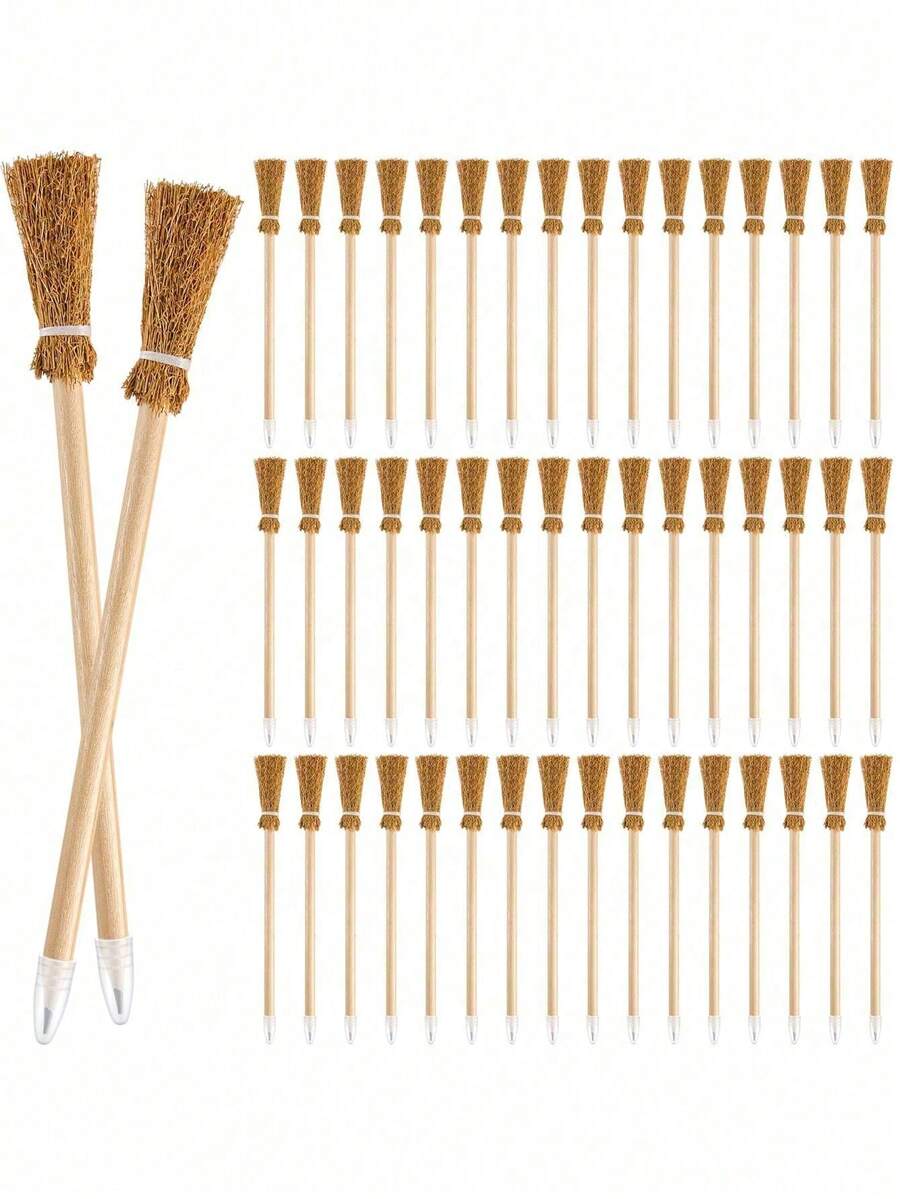 1/6/12pcs Witch Broom Shaped Ballpoint Pens, Halloween Broom Shaped Writing Pencils, Witch Party Props, Halloween Party Gifts, Gift Bag Fillers, Classroom Reward Stationery Gifts, Suitable For Children Boys Girls Teens - A - View 1