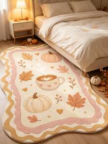 1pc Pumpkin Coffee Maple Leaf Carpet, Autumn/Winter Thickened Area Rug, Living Room Rug, Small Area Rug, Mat, Home Decor, Large Round Carpet For Living Room, Room Decoration, Washable - Multicolor - View 1