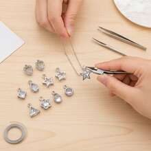 5/10pcs Minimalist Open Frame Geometric Rhinestone Dangle Charms Star Heart Floral Crystal Jewelry Findings For Earrings Bracelets Necklaces - Silver - View 4