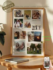 1pc Custom Best Friend Photo Collage Template Customized Wall Art, Style Custom Poster,12‑Photo Layout Pictures Custom Photo, Best Friend Birthday Gift, Customizable Things, Room Decor, Optional Frame. - Multicolor - View 2