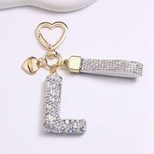 1PC Fashion Sparkling Rhinestone Alphabet Keychain Cute Letter Charm Key Ring Exquisite Backpack Decoration Accessories Gifts - Multicolor - View 30