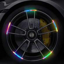 60pcs Rainbow Reflective Wheel Stickers - Waterproof Durable PE Stickers, Self-Adhesive Matte Texture Car.Motorcycle.Bicycle Night Visibility Enhancement Decorative Stickers Car, Bicycle, Motorcycle Reflective Stickers And Cool Night Riding - Multicolor - View 12