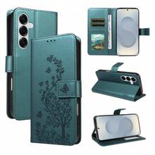 1pc Embossed Wallet Case Compatible With Apple 17 Pro Max, A57, Note 15 PRO, Artificial Leather Protective Shell (Global Version, Not Local Model) - Dark Green - View 2