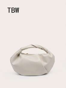 1pc Women's Ruched Cloud Handbag, Minimalist Fashion Lightweight, Suitable For Outings And Shopping - Apricot - View 1