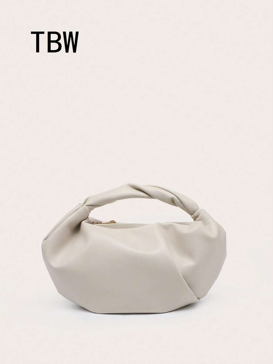 1pc Women's Ruched Cloud Handbag, Minimalist Fashion Lightweight, Suitable For Outings And Shopping - Apricot - View 1