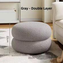 1pc Round Donut Shaped Soft Padded Teddy Fleece Vanity Stool, Minimalist Shoe Bench For Bedroom And Living Room, Home Decor - Round Stool - View 6