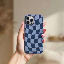 Navy Blue Wave Pattern Phone Case Simple Twisted Grid Print Phone Protective Cover For IPhone15 Plus 14 Pro Max 12 13 Mini Galaxy S24 S23 - 白色 - 查看 6