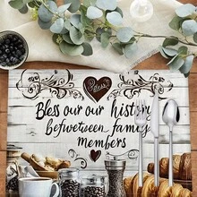 1pc/4pcs/6pcs, Cozy Pattern Printed Linen Placemats, Rectangular Table Mats, Washable, Easy To Clean, Dish Mats, Bowl Mats, Western Table Mats, Suitable For Kitchen, Dining Room, Family Gatherings, Coffee Table And Daily Table Decor - Multicolor - View 8