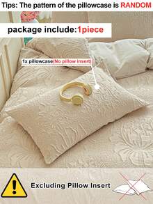 1pc Khaki Floral Tufted Bed Pillowcase, Pastoral Vintage Chic Polyester Decorative Pillow Cover Suitable For All Seasons, Decorative Long Pillowcase, Machine Washable, No Filling - Khaki - View 4
