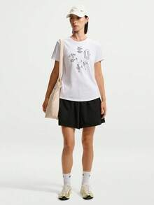 Nike Women's AS W NSW CLUB SS GFX TEE Short Sleeve Knit Collarless T-Shirt TIW1195-100 - Black and White - View 6