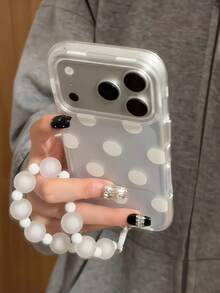 Cool Summer Translucent Polka Dot INS Style Phone Case, Compatible With Iphone 15, 17 Pro, 17 Pro Max, 16 Pro Max, 17 New Models, Full Coverage Protective Cover, 15 Pro Soft Touch - White - View 6