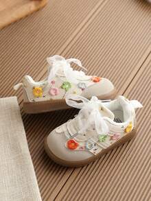 1 Pair Girls' Sports Shoes, New Spring/Autumn Korean Style Cute Toddler/Children's Training Shoes - Beige - View 2