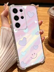 彩虹愛心圖案透明防震加高護角螢幕設計手機殼，適用於 Pixel 9 Pro XL、Smart 8 - 無色 - 查看 2
