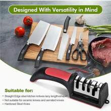 Household Handheld Fast Knife Sharpener, Tungsten Steel Professional Sharpening Stone, Scissor Sharpener, Double-Sided Grinding, Kitchen Multi-Function Sharpening Tool, Suitable For Daily Knives And Scissors - A - View 6