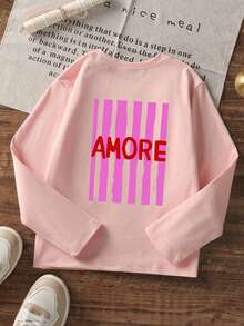 Tween Girls 3 Packs Long Sleeve Tee, Pasta Chili AMORE Food Graphic Print Crew Neck Casual Tops, Back To School Everyday Basic Shirts - Multicolor - View 4