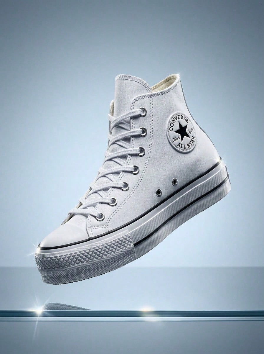 Converse Chuck Taylor All Star Lift 女款高筒皮革運動鞋,舒適百搭日常休閒白色 561676C - 白色 - 查看 1