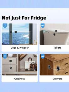 1pc Keyed Refrigerator Safety Locks Self Adhesive Baby Proof Latches For Fridge Cabinet Drawer Oven Window, Child Toddler Anti-Open Safety Lock - A - View 8