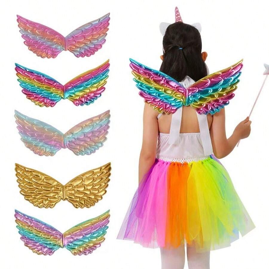 1pc Creative Colorful Wings, Suitable For Student Party Performance Props, Halloween Carnival, Random Color - Multicolor - View 1