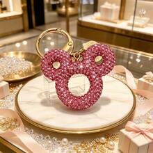 Disney 1pc Sparkly Rhinestone Mouse Head Keychain, Bling Crystal Bag Charm Key Ring Gift - P - View 13