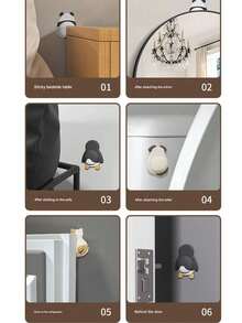 1pc/4pcs Cartoon Anti-Collision Stickers Soft Rubber Door Handle Bumpers Cabinet Door Back Anti-Collision Strips Silent Particle Refrigerator Door Stickers Door Stopper - A - View 4