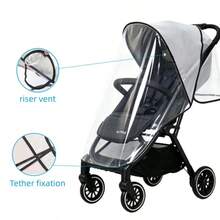 Universal Stroller Rain Cover - Waterproof & Windproof Travel Weather Shield, Thick & Durable, Dust & Snow Proof, Breathable Mesh For Clear View - Black Edge-transparent Frosted Rain Cover - View 5