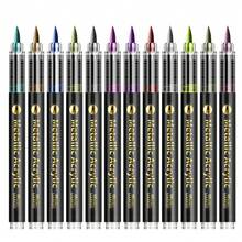 48/36/24/12 Colors Metallic Liquid Acrylic Paint Markers, Colorful Marking Pens, Coloring Set Suitable For Painting, Doodling, Illustration, Handicrafts, School Back To School Season For Coloring Books And Other DIY Projects, Applicable To Paper, Fabric, Canvas, Wood, Rock, Plastic, Glass, Ceramic, Pumpkin, Metal, Etc., Easter, Thanksgiving, Halloween, Christmas Gift Supplies - Multicolor - View 11