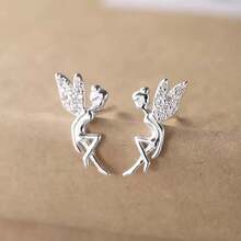 1pc Exquisite Women's Jewelry Little Angel Fairy Stud Earrings S925 Sterling Silver Minimalist Fashion Versatile Luxury Style Niche High-End Earrings Suitable For Daily Wear - #1 - View 1