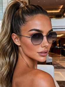1 Pair Women's Metal Frame Geometric Rim Personalized Textured Fashion Glasses Suitable For Outdoor Vacation Commuting - Multicolor - View 6