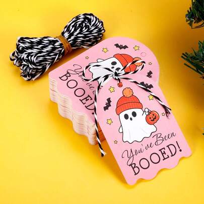Halloween Gift Bag Tags With String - You've Been Booed Gift Tags, Little Boo Thank You Tags, Candy Bag Ghost Party Favor Tags, Baby Shower Favor Tags, Halloween Party Supplies