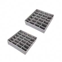 4pcs Multi-Size Modular Underwear Storage Boxes, Freely Combinable And Detachable Drawer Dividers, Large Capacity Foldable Non-Woven Fabric Organizer Boxes For Bras, Panties, Socks - Grey - View 9