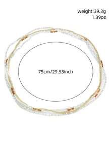 4pcs Bohemian Multi-Layer Waist Chain With White, Gold And Brown Seed Beads, Beaded Body Chain For Bikini And Summer Outfits - Multicolor - View 4