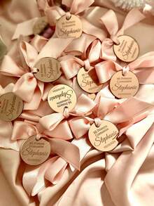 Personalized Rose Gold Tag, Custom Baptism Tag, Custom Name Tag, Round Baby Shower Tag, Pink Favor Decor, Circular Acrylic Label, Mirror Tag - Multicolor - View 4