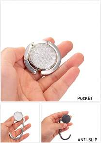 TANOSII Foldable Purse Hook Floding Handbag Hanger Bling Rhinestone Bag Holder For Table Desk 1 PCS White - ColorC - View 3