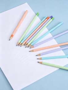 12pcs Macaron Color Wooden Pencil Set, Includes 2B Pencils, Hexagonal Wooden Pencils, Smooth Writing, Suitable For Students, Office Use, Also For Drawing, Sketching, Perfect For New School Semester - Default - View 5