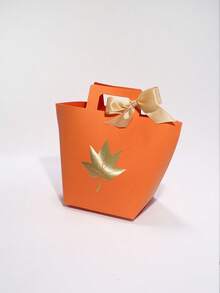 6pcs Fall Maple Leaf Paper Gift Boxes, Elegant Favor Boxes With Ribbon Handle, Mini Gift Packaging For Thanksgiving Table Favors, Wedding Guest Gifts, Party Souvenirs, Classroom Exchange, Boutique Packaging - 12.5X9.5X8cm - View 10