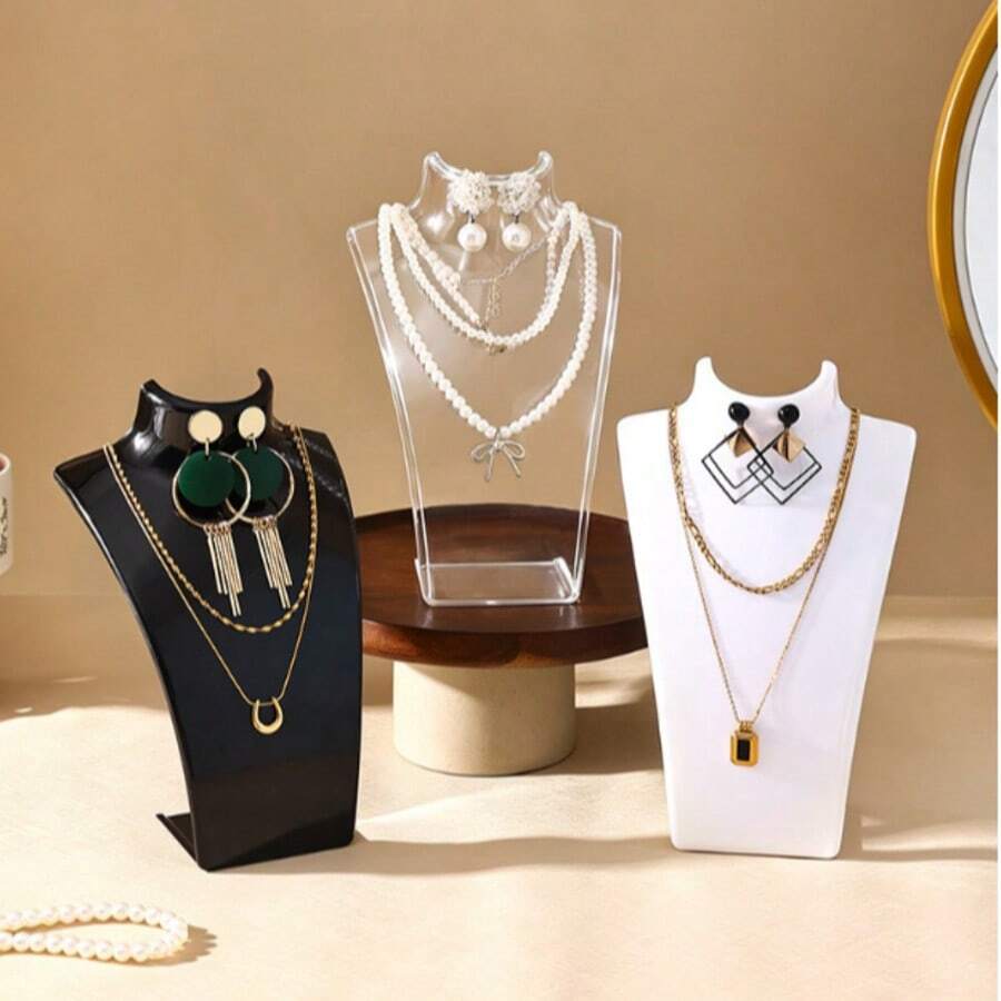 1pc Necklace & Earring Display Stand, Jewelry Model Display Rack, Luxury Jewelry Display Prop, Necklace Bracelet Earring Storage Rack, Suitable For Clothing Store Jewelry Display Container - Multicolor - View 1