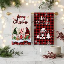 2/4/48pcs Kitchen Dish Towels, Christmas Theme Elf Cleaning Cloths, Creative Plaid Christmas Tree Snowflake Decor, Absorbent Quick-Dry Kitchen Dish Cleaning Cloths, Holiday Atmosphere Decorative Fabric, Multi-Purpose, High Absorbency Kitchen Cleaning Towels - Multicolor - View 5