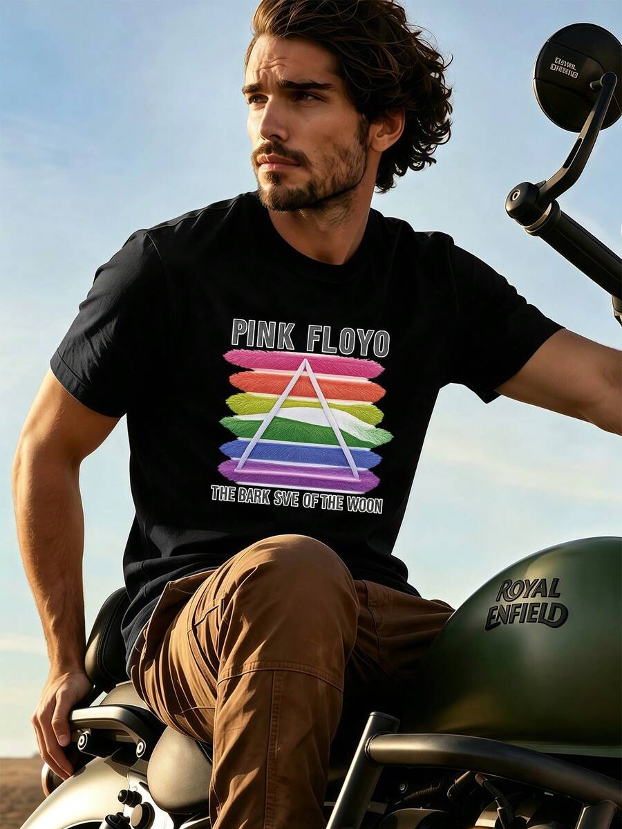 Vintage Graphic Tee Premium Cotton, Easy Fit, Breathable, Casual, Art Print - Black - View 1