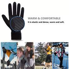 1 Pair Unisex Winter Warm Touchscreen Gloves, Anti-Slip Palm, Fleece Lined Elastic Cuffs For Daily & Outdoor Use - A - View 7
