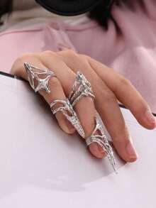 4pcs/Set Bohemian Vintage Nail Rings, Adjustable Open Design, One Size, Suitable For Daily Wear, Party, Valentine's Day Gift - Ring - View 4