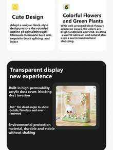 Cute Friends Anniversary Series Set, Adorable Animal Friends Photo Frame Miniature Building Blocks, Cute Bird, Panda, White Rabbit, With Acrylic Display Case, DIY Decoration, Assembled Building Blocks, Building Block Ornament, Suitable For Office Desk And Home Office Decoration. - Multicolor - View 12