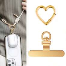 Stainless Steel Heart-Shaped Spring Clip & Lanyard Combination | 360° Rotatable Ultra-Thin Metal Plate, Suitable For Phone Lanyards, Universal Phone Accessory - Multicolor - View 10