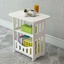 1pc Wooden Double Layer Space-Saving Minimalist Nordic Style White Mini Square Coffee Table Bedside Cabinet Side Table, Suitable For Small Apartment Living Room Bedroom Home Furniture - Multicolor - View 3
