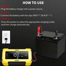 1 buah Charger Baterai Layar LCD Pintar 12V 6A, Charger Baterai Motor, Untuk EU/US, 110V-240V~, Tampilan Tegangan, Berhenti Otomatis Saat Terisi Penuh, Cocok Untuk Mengisi Baterai Asam Timbal Dan Baterai Penyimpanan Mobil Dan Motor, Mudah Dioperasikan, Bahan Tahan Lama - Colokan AS - View 3