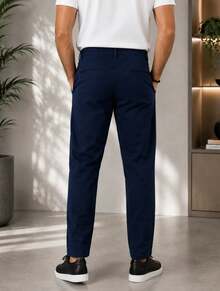 Calça  Masculina Sport Fino Azul Marinho Elegante  Estilo Casual Báscio Chic Moda Gringa Moderna Confortável - Azul Marinho - Visão 2