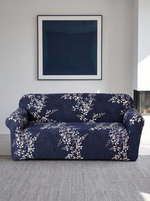 Printed Milk Silk Sofa Cover, Anti-Cat Scratch Anti-Dust, Thickened Elastic Universal Sofa Protector, Washable Living Room Home Decor - Royal Blue - View 3