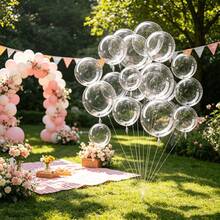 12pcs/Set (4pcs Each Of 24", 18", 12") Transparent Bobo Balloons, Suitable For Birthday Party Decoration, Theme Party Setup, Wedding Decoration, Indoor/Outdoor Atmosphere Decoration, Photo Props - Multicolor - View 5