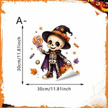 1pc Cute Halloween Static Window Cling, Witch Crow, Candy Skull, Spooky Ghost Tree, Reading Wizard Ghost Design, Removable Waterproof Sticker, Suitable For Front Door, Bedroom, Living Room, Autumn Thanksgiving Holiday Party Decoration - Multicolor - View 20